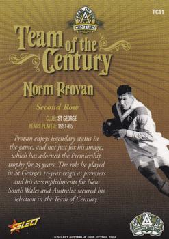 2008 NRL Centenary - Team of the Century #TC11 Norm Provan Back